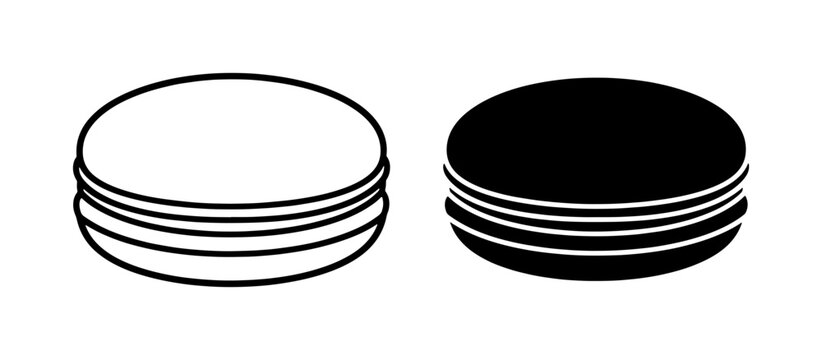 French Macaron Cookie Line Art Icon Set