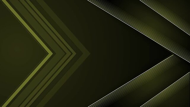 Dark geometric chevron background animation, Abstract background with layered chevrons on left and diagonal metallic-lined stripes on right
