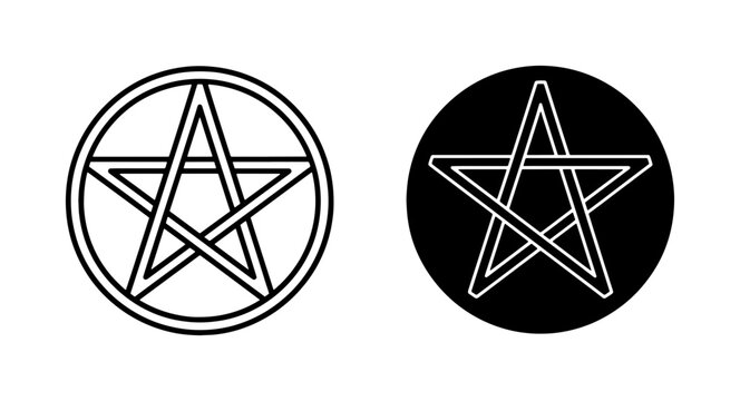 Pentagram Pentacle Wiccan Symbol Outline Set