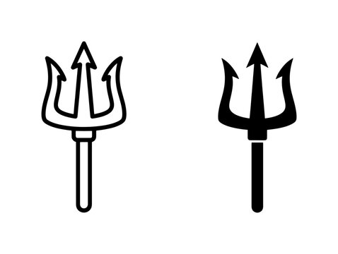 Black Trident Icon Set Isolated on White Background