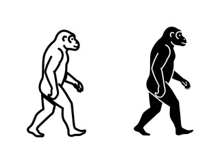 Human Evolution Ape Silhouette and Outline Vector Set © Mitu
