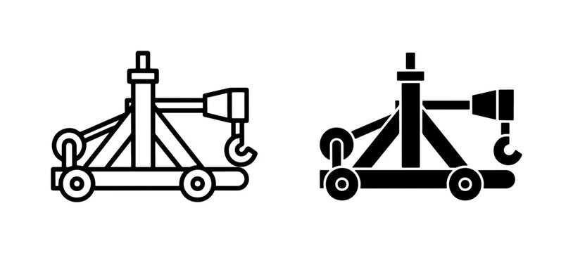 Medieval Catapult Siege Engine Icon Set