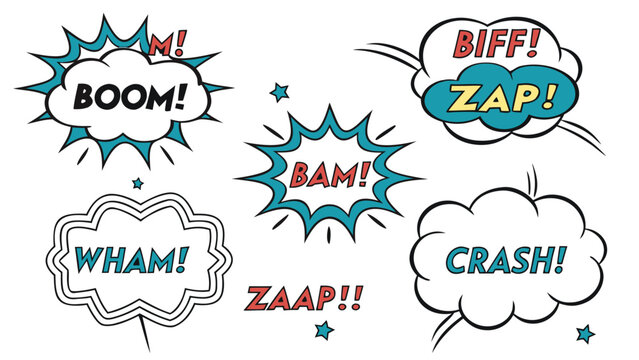 Vector illustration of colorful comic book style speech bubbles with communication expression illustration