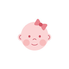 Fototapeta premium Cute baby face with pink bow.