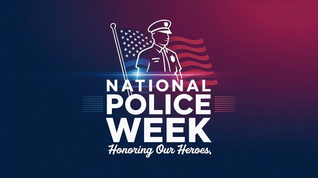 National Police Week Banner Background Honoring Our Heroes with Law Enforcement Professional Graphic Design