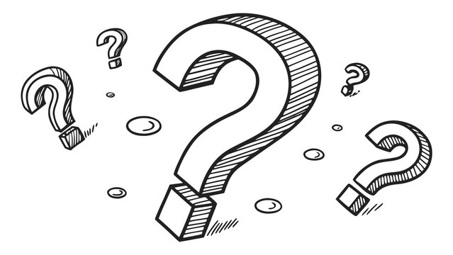 Vector illustration of hand drawn sketch question marks with question curiosity thinking solution