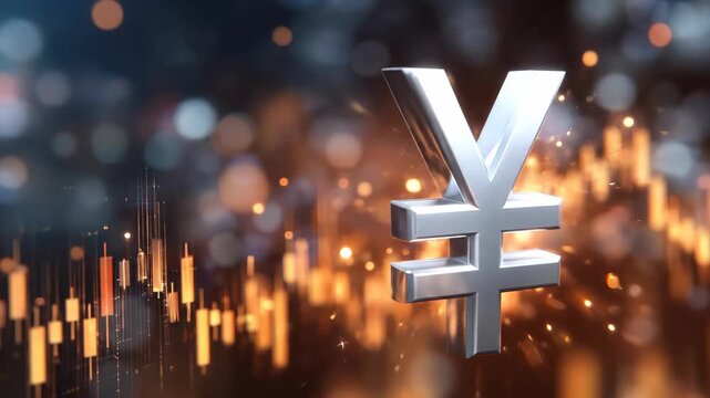 Shining Japanese Yen symbol, global financial markets, economic growth, international investment, currency value, digital commerce, Asian prosperity, wealth management, future economy