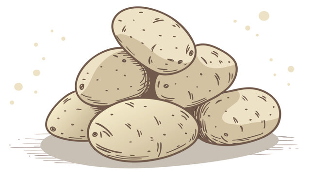 Vector illustration of a pile of fresh organic potatoes with potatoes vegetables agriculture nutrition