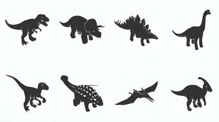 Obraz premium Vector collection of prehistoric animal silhouettes for educational design