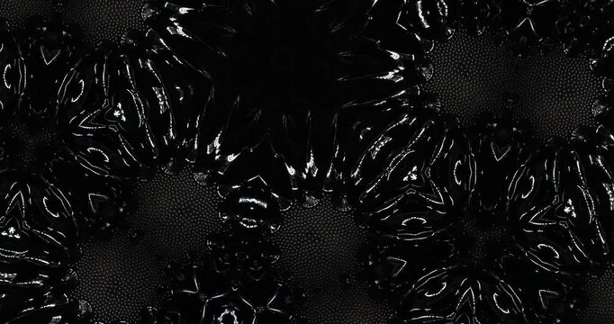 Geometric kaleidoscope. Video material in gray, black.