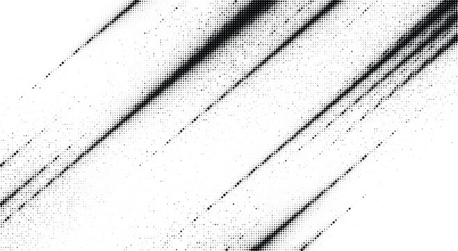 Geometric halftone diagonal speed lines with black dot pattern isolated on transparent background for sports identity and tech motion graphics templates.