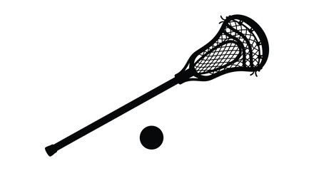 A striking black silhouette depicts a lacrosse stick and ball showcasing the sport s equipment in a minimalist style silhouette © Jahid