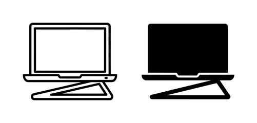 vector line art black and white computer monitors on stands isolated vector illustration set of two devices © Rafia