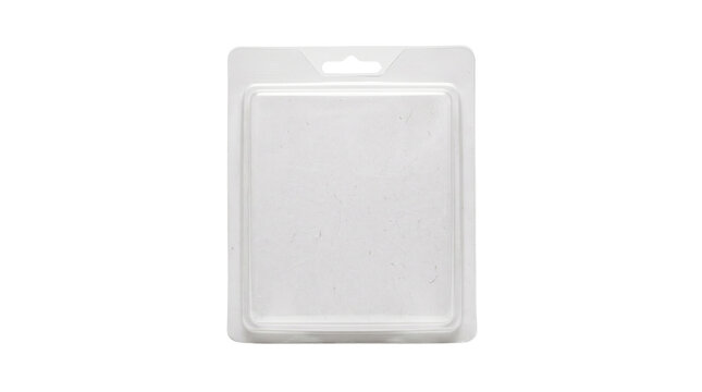 Blank Clear Plastic Blister Packaging Isolated on Transparent Background, Png.