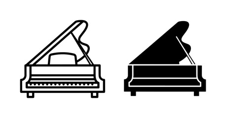 black and white silhouette of grand piano vector illustration set © Mahmudul