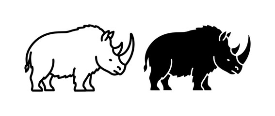 black and white rhino vector icon set © Kazi
