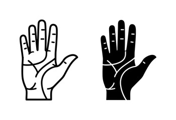 Obraz premium black and white hand outline set of two isolated on white background minimalistic design element graphic symbol icon pack