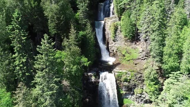 Beautiful Waterfalls Surrounded By Green Trees