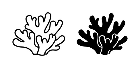 coral reef silhouette set black and white line art icon pack © Aslam