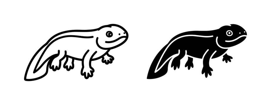 amphibian silhouette vector set black and white design elements