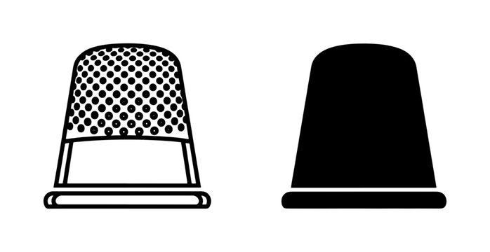 vector thimble icon set black and white silhouette design element isolated on a white background
