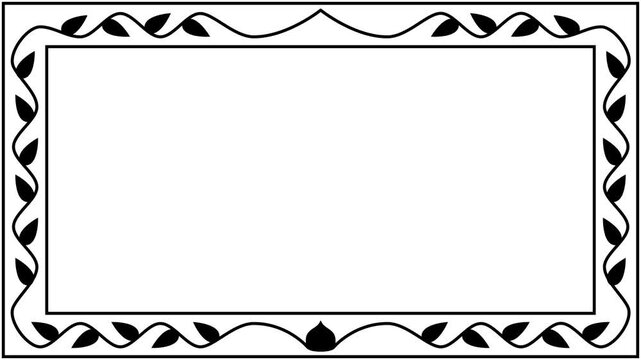 Hand drawn minimalist leaf border animation with elegant floral vines on white background. 4k motion video