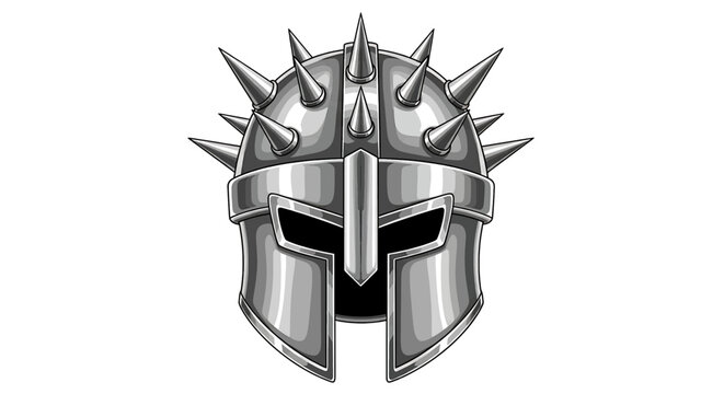 Spiked warrior helmet, medieval gladiator armor, knight headgear, fantasy metal helmet icon