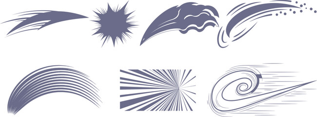 Obraz premium Collection of blue abstract motion graphic elements for design and decoration