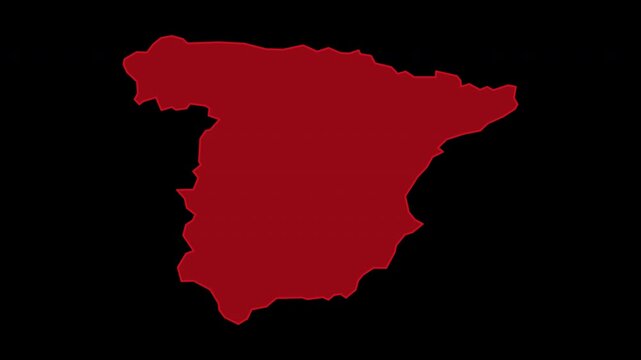 Neon Glowing Wireframe Outline Map of Spain - High-Tech Hologram Concept