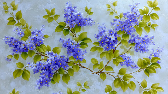 Elegant lilac blooms cascading down, a stunning floral design perfect for adding a touch of spring to any project, vibrant, beautiful, and serene nature
