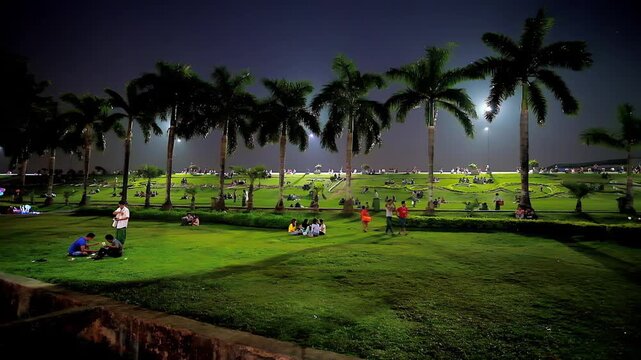 Evening in the Inya Lake park in Yangon, Myanmar