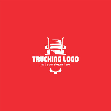 logistics moving trucking cargo service logo design vector