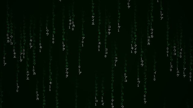 Green Digital Code Rain Matrix Effect - Cyber Security and Hacking Background