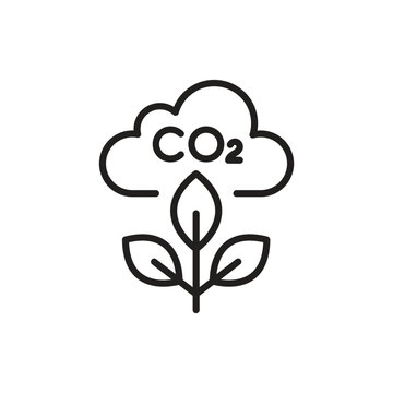 Carbon dioxide cloud with plant for CO2 reduction icon