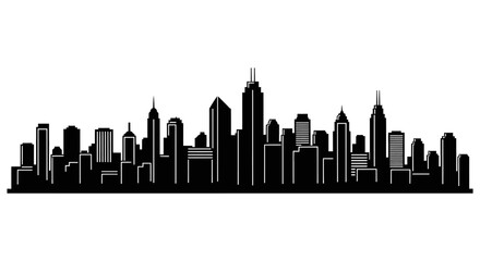 Obraz premium City skyline silhouette with tall buildings.