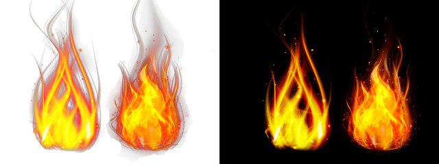 Fototapeta premium High Detail Fire Flames Overlay Isolated Transparent Background