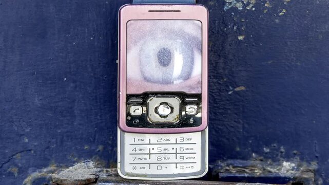 mobile telephone stop motion in urban settings with eyes on screen