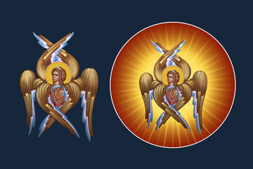 Fototapeta premium Saint Matthew the Apostle symbol. Illustration - fresco set in Byzantine style