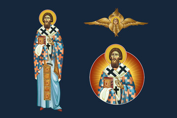 Fototapeta premium Saint Sava Serbian. Illustration - fresco set in Byzantine style