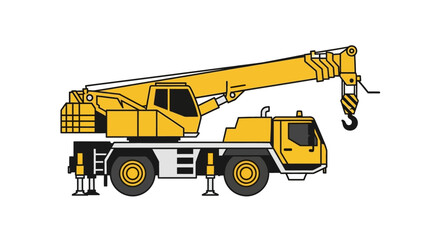 Obraz premium A yellow mobile crane vehicle illustration.