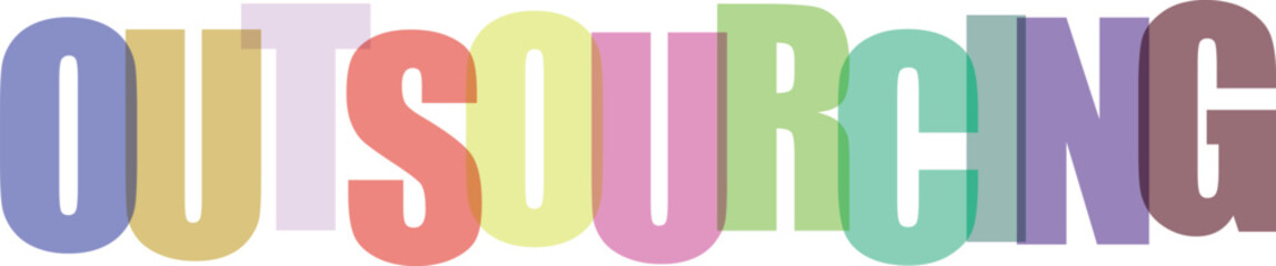 Fototapeta premium Multicolored outsourcing text with bold letters