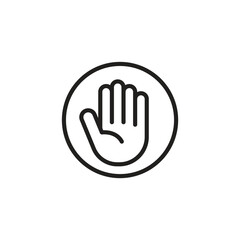 Obraz premium Human hand in circle for stop gesture and security warning icon