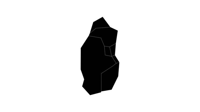 Animated Silhouette Map of Qatar - Solid Black Shape on White Background