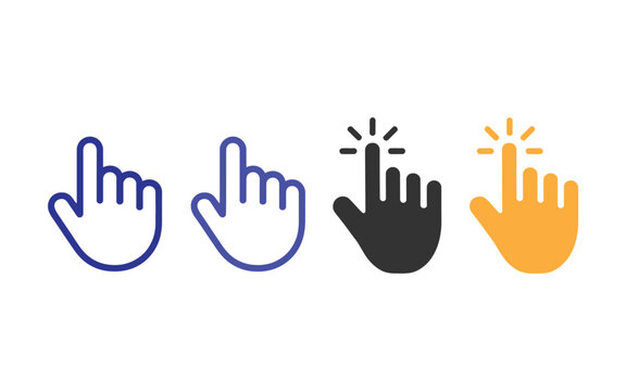 Hand cursor icons pointing for website navigation and interaction concepts