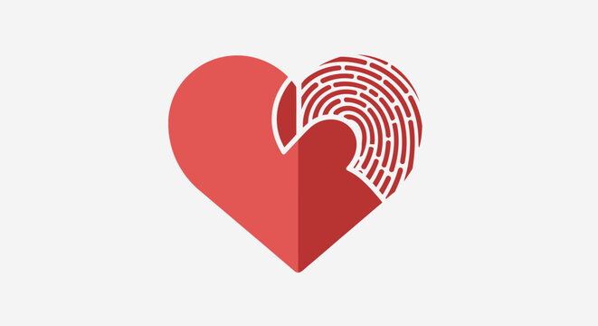 Heart with fingerprint pattern.