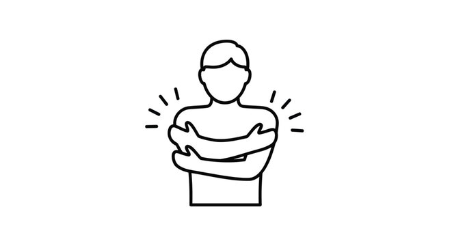 Confident person icon, self assured individual, line art symbol, emotional wellness