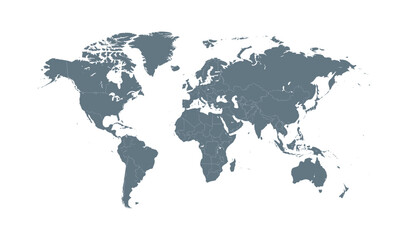Fototapeta premium A simple world map illustration showing continents and countries on a clean background, representing global geography and travel across Earth
