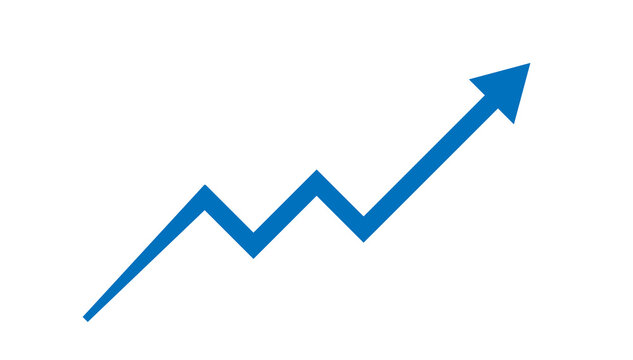 zigzag business growth graph with arrow moving upward direction PNG file transparent background