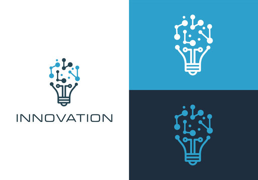 Innovative Technology Logo BrainShaped Lightbulb Design for Ideas.