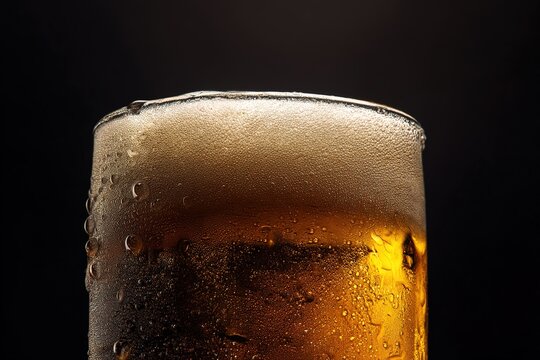 Cold Beer with Foam in Transparent Glass Isolated on Brown Background for Alcohol Beverage Object and Pub Drink Concept